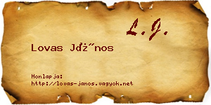 Lovas János névjegykártya